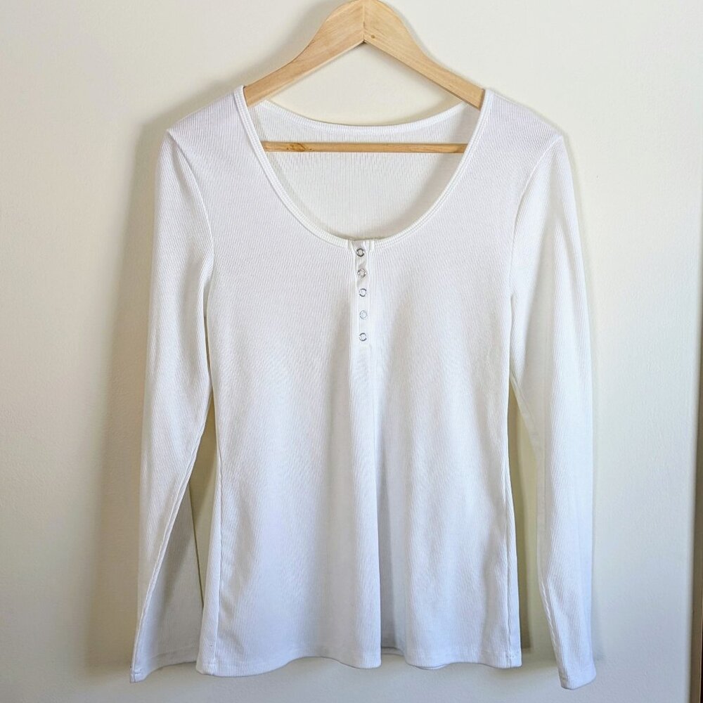Long Sleeve Scoop Neck Henley Top